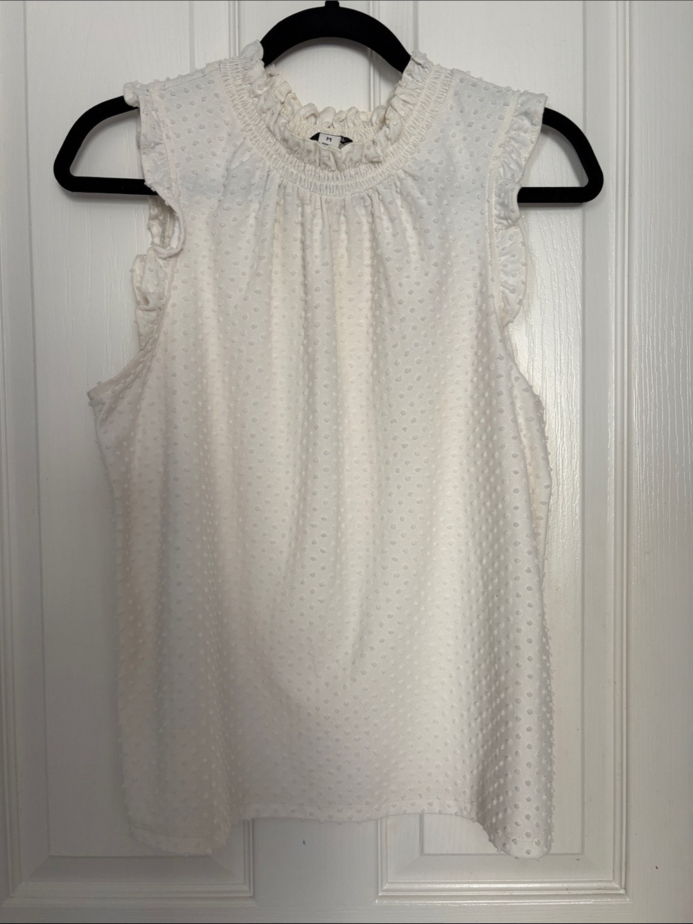 J Crew Women’s Textured White Sleeveless Smocked Neck Top M